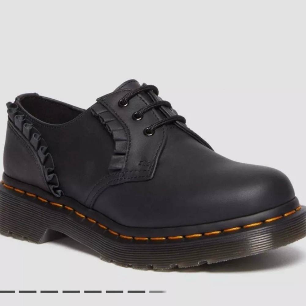 Dr Martens 1461 FRILL NAPPA LEATHER OXFORD SHOES Black Size 6